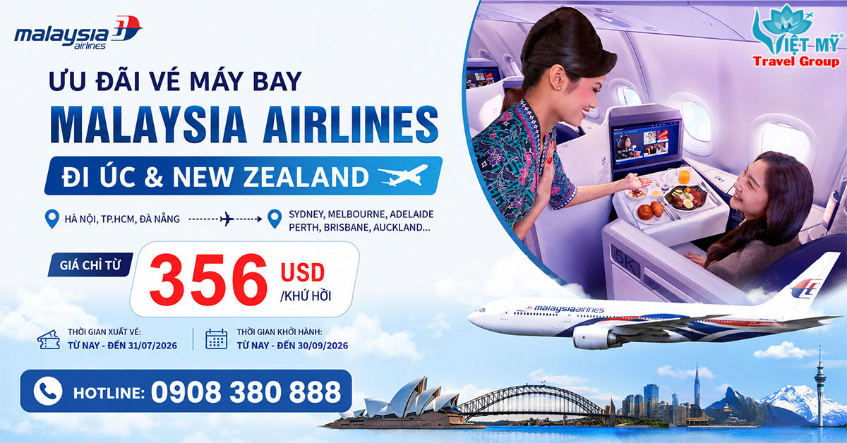 Malaysia Airlines ưu đãi vé đi Úc và New Zealand chỉ từ 356 USD
