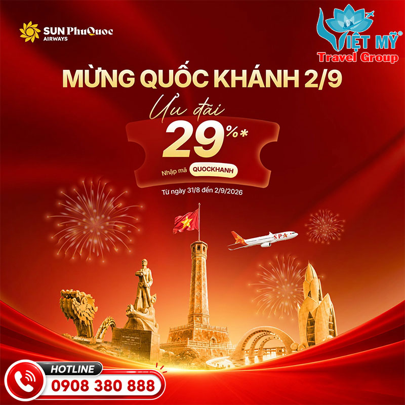 Mừng quốc khánh 2/9 - Sun PhuQuoc Airways ưu đãi 29%