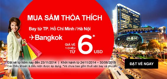 Air Asia Ve May bay Di Bangkok Thai lan 6usd181114