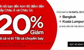 Air Asia giam gia soc 20 tat ca cac ve may bay 20aug13