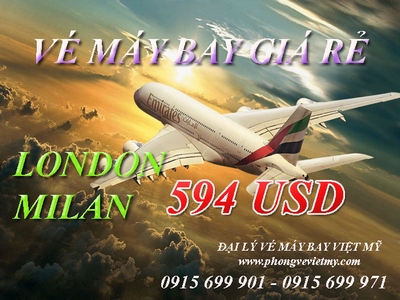 Đặt vé máy bay đi London 594 USD 1 LONDON MILAN 594USD