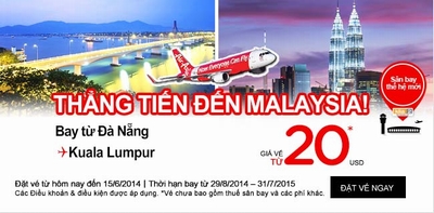Từ Đà Nẵng bay đến Kuala Lumpur chỉ 20 USD 1 mua ve tu dannang den kualalumpur 20usd 1064