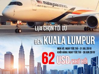 Malaysia Airlines 62 USD đến Kuala Lumpur khứ hồi
