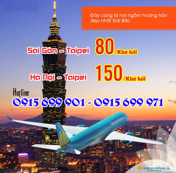Vietnam Airlines khuyến mải vé giá rẻ đi Đài BẮc