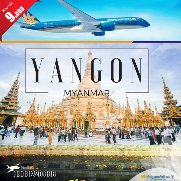 khuyến mãi Vietnam Airlines HÀ Nội - Yangon 9 USD