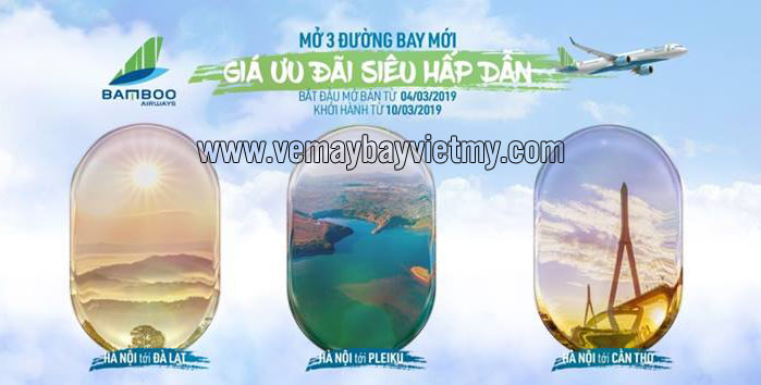 bamboo airways mở bán vé máy bay từ hà nội đi cần thơ, pleiku, đà lạt