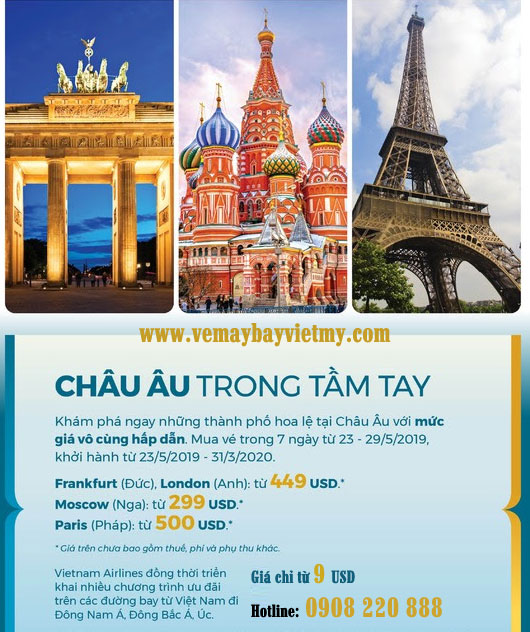 Vietnam Airlines khuyến mãi vé máy bay đi Châu Âu 2019 