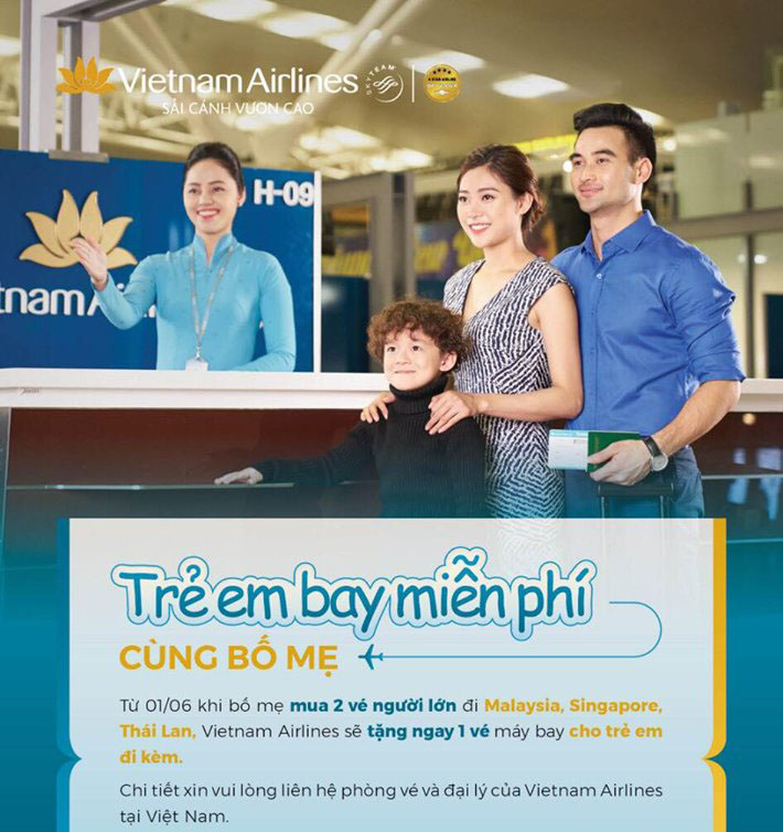 Vietnam Airlines mua 02 vé tặng 01 vé trẻ em