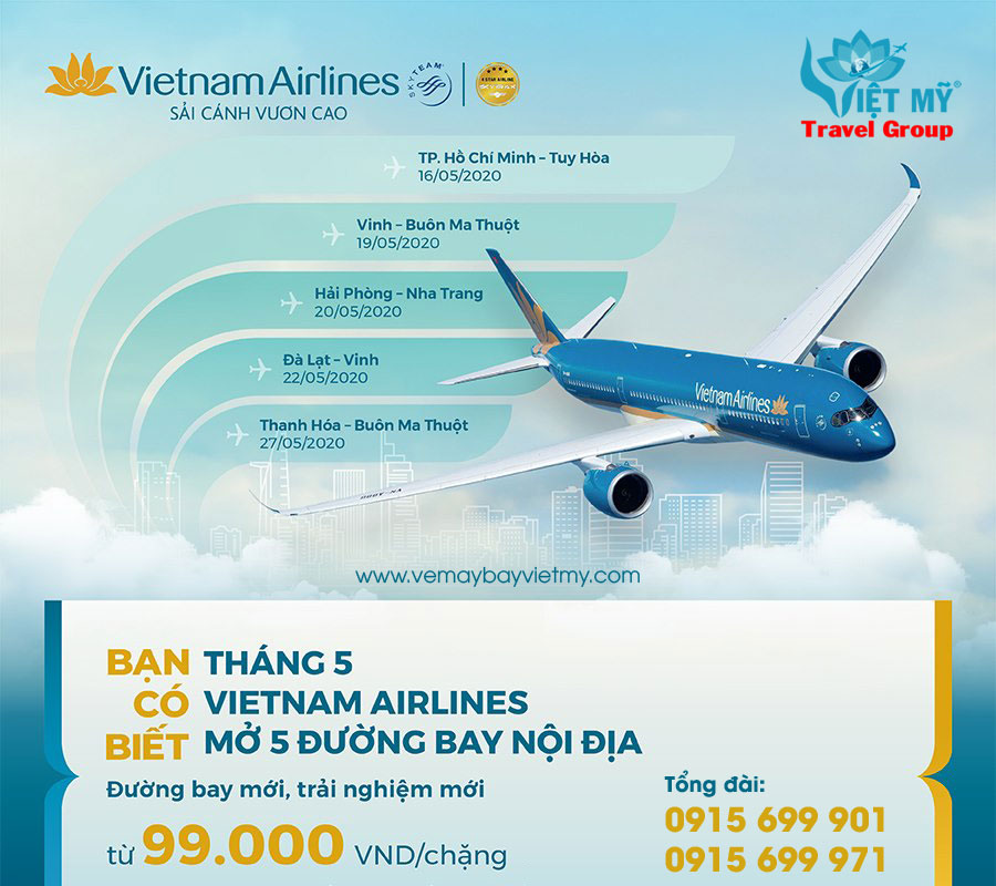 Vietnam Airlines khai thác 5 đường bay nội địa mới