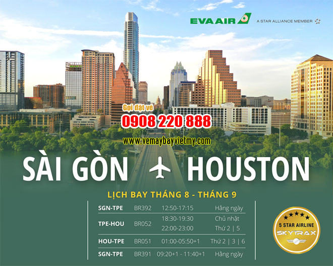 vé máy bay Sài Gòn - Houston