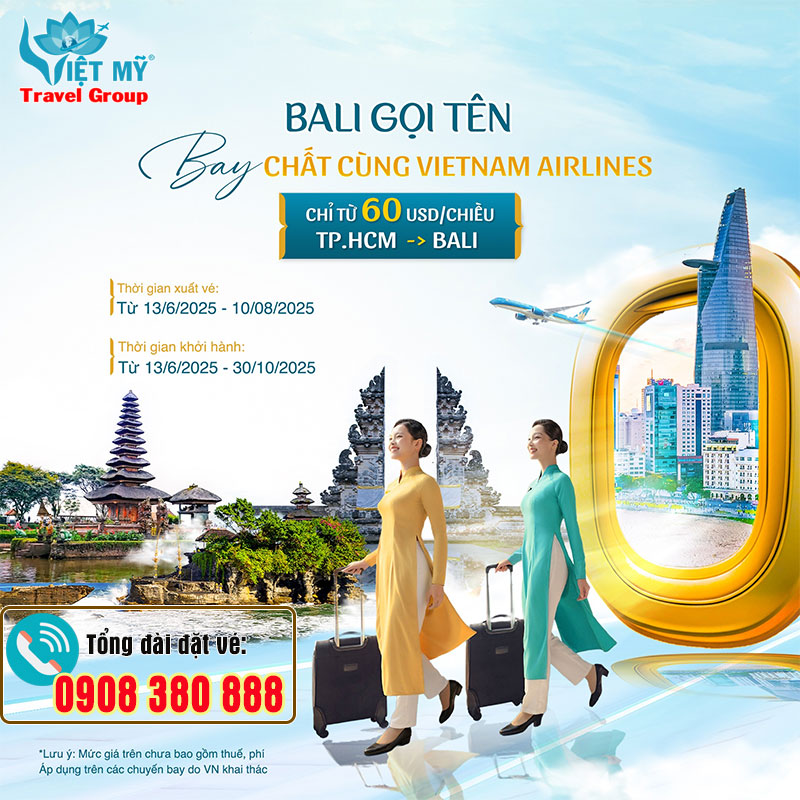 Vietnam Airlines ưu đãi bay Bali giá tốt chỉ từ 60 USD