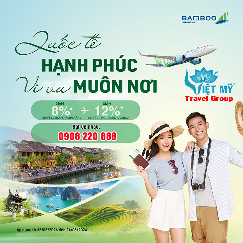 Bamboo Airways giảm đến 12% nhân ngày quốc tế hạnh phúc 20/3