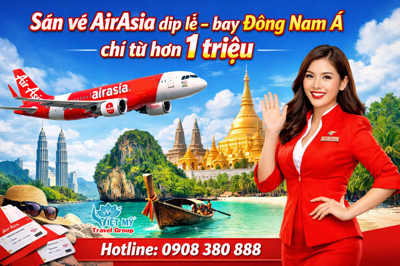 Air Asia ưu đãi dịp lễ bay Đông Nam Á chỉ hơn 1 triệu 1 Air Asia ưu đãi dịp lễ bay Đông Nam Á chỉ hơn 1 triệu