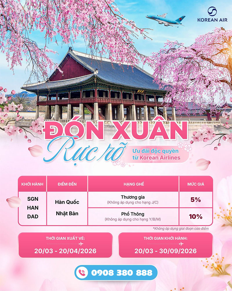 Đón xuân thêm rực rỡ cùng ưu đãi bay Korean Air