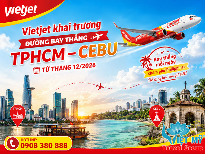 Vietjet mở đường bay thẳng TP.HCM – Cebu từ tháng 12/2026