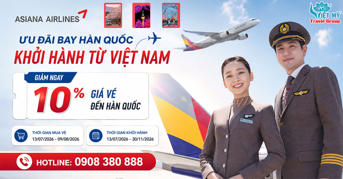 Săn vé đi Hàn Quốc cùng Asiana Airlines giảm ngay 10%