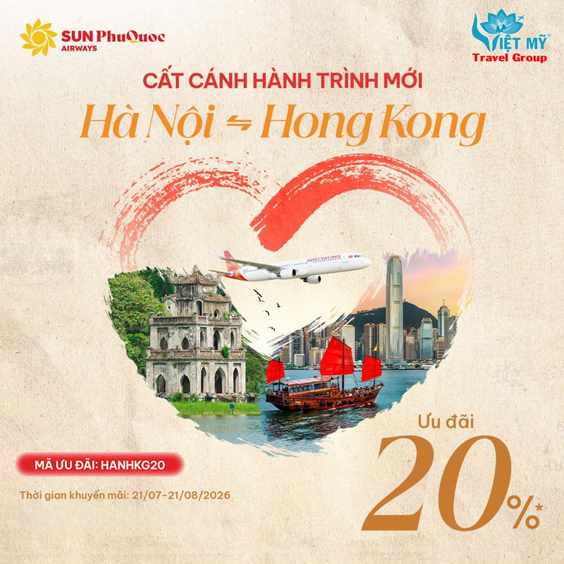 Bay thẳng Hà Nội - Hong Kong giảm đến 20% cùng Sun PhuQuoc Airways 1 Bay thẳng Hà Nội - Hong Kong giảm đến 20% cùng Sun PahuQuoc Airways