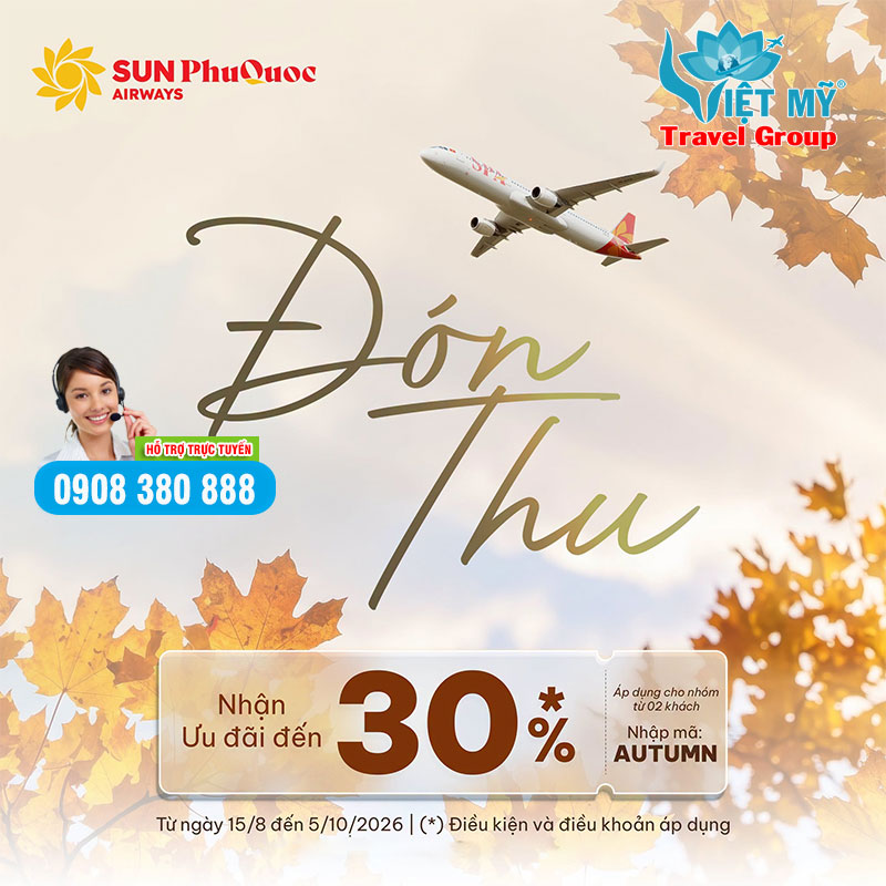 Ưu đãi chào thu - Sun PhuQuoc Airways giảm đến 30% giá vé