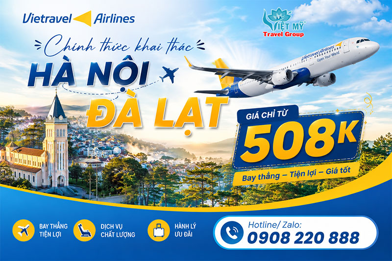 Vietravel Airlines mở đường bay Hà Nội - Đà Lạt giá chỉ từ 508.000 VNĐ 1 Vietravel Airlines mở đường bay Hà Nội - Đà Lạt giá chỉ từ 508.000 VNĐ