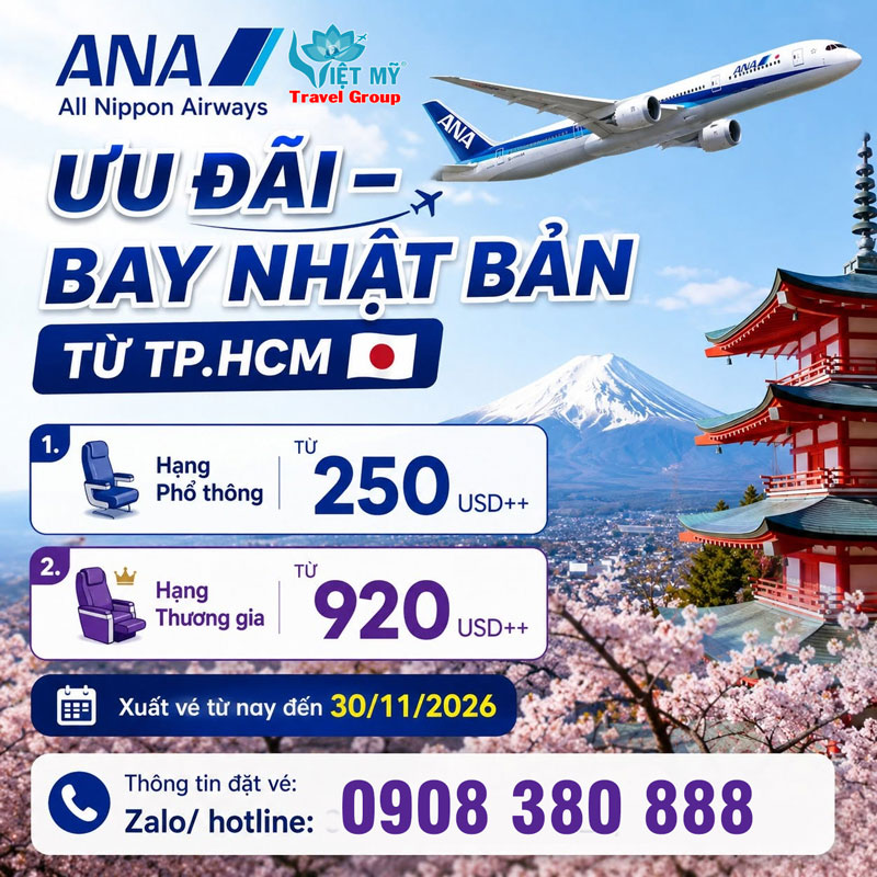All Nippon Airways ưu đãi bay Nhật từ TPHCM 1 All Nippon Airways ưu đãi bay Nhật từ TPHCM