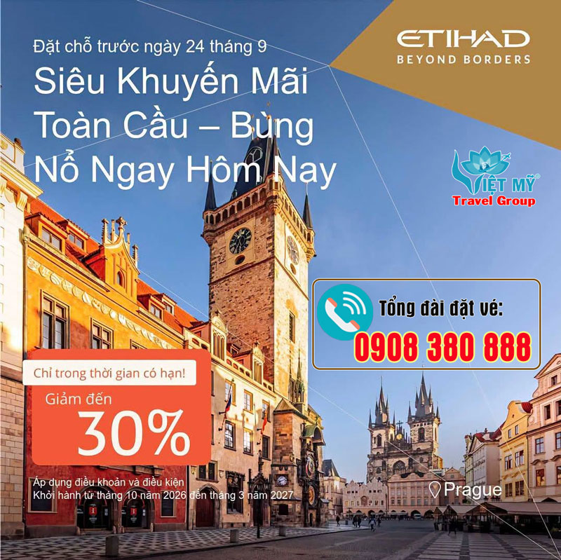 Siêu khuyến mãi toàn cầu - Etihad Airways giảm tới 30% 1 Siêu khuyến mãi toàn cầu - Etihad Airways giảm tới 30%