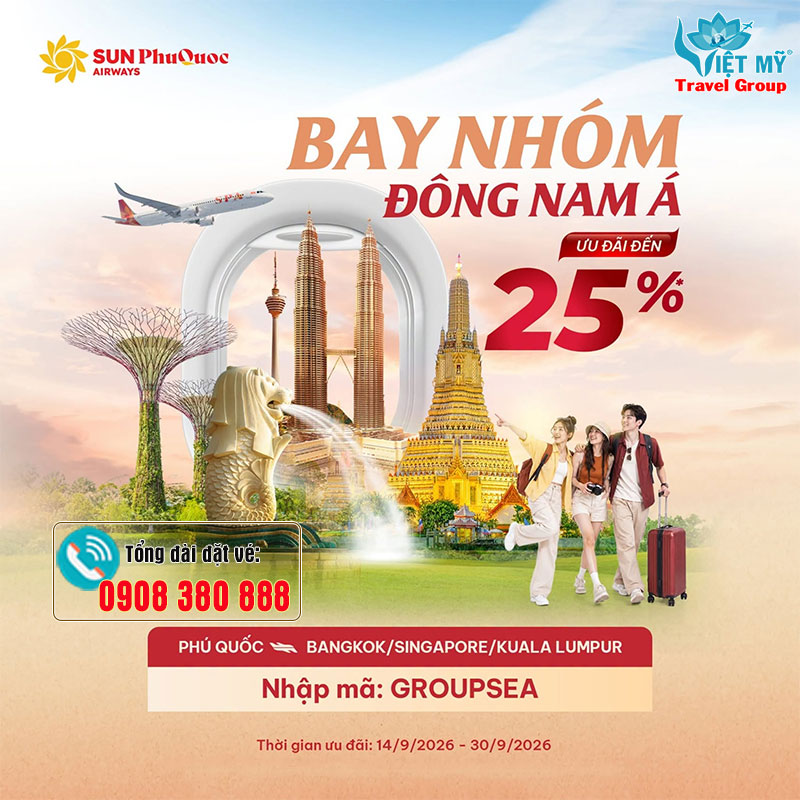 Sun PhuQuoc Airways ưu đãi đến 25% bay nhóm Đông Nam Á 1 Sun PhuQuoc Airways ưu đãi đến 25% bay nhóm Đông Nam Á