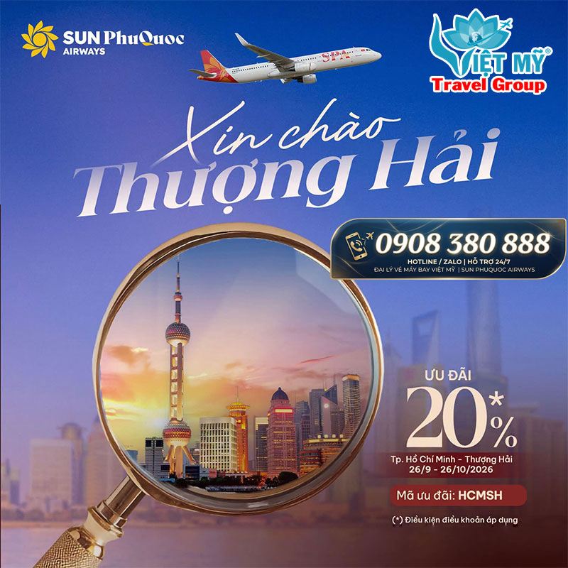 Sun PhuQuoc Airways mở đường bay thẳng TPHCM - Thượng Hải