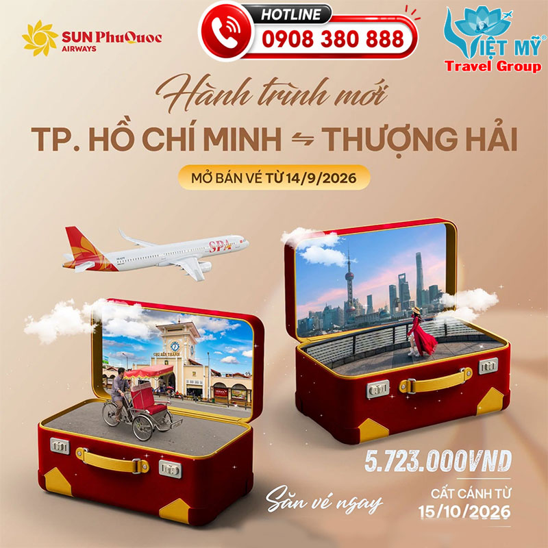 Sun PhuQuoc Airways mở đường bay thẳng TPHCM - Thượng Hải