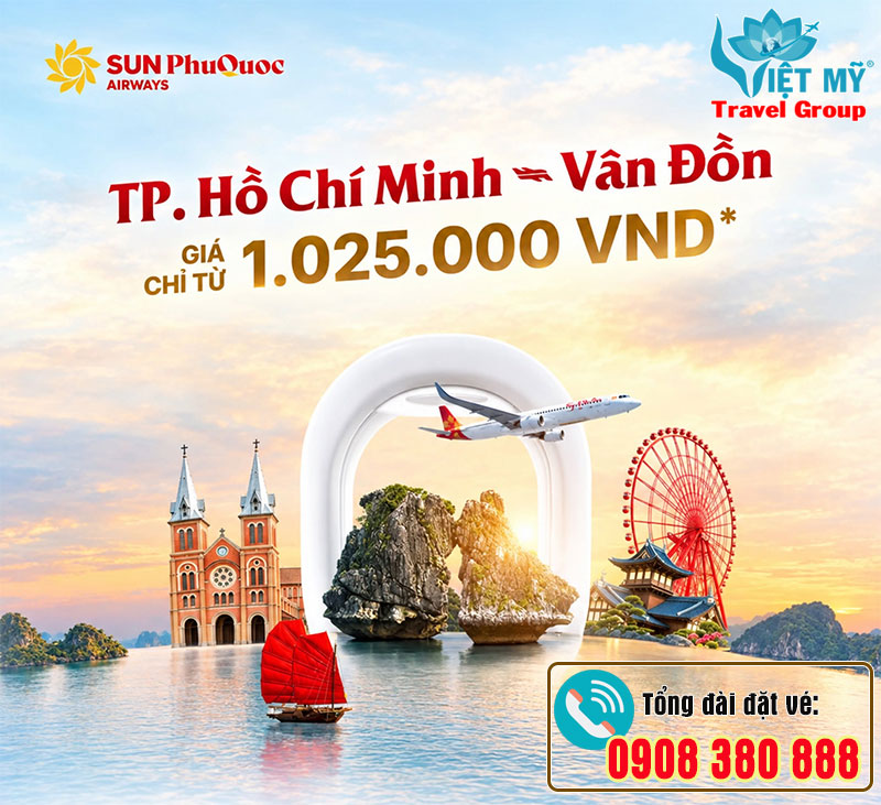 TPHCM - Vân Đồn bay cùng Sun PhuQuoc Airways gia chi từ 1.025.000 VNĐ