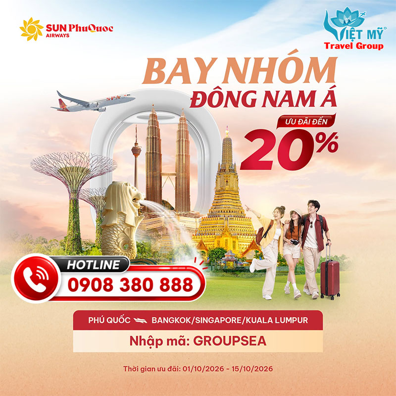 Bay nhóm Đông Nam Á Sun PhuQuoc Airways ưu đãi 20% 1 Bay nhóm Đông Nam Á Sun PhuQuoc Airways ưu đãi 20%