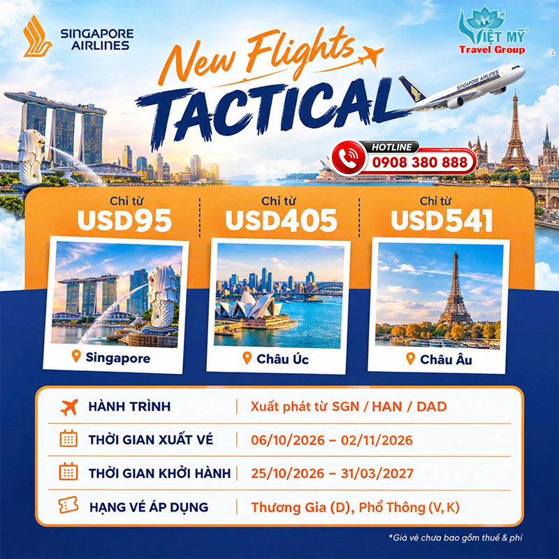 Ưu đãi đặc biệt từ Singapore Airlines - Vi vu khắp thế giới chỉ từ 95 USD