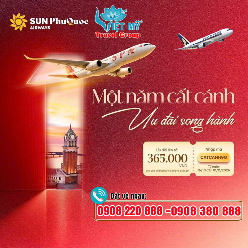 Mừng một năm cất cánh Sun PhuQuoc Airways ưu đãi song hành lên tới 365K 1 Mừng một năm cất cánh Sun PhuQuoc Airways ưu đãi song hành lên tới 365K